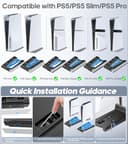 PS5/ Pro/Slim Stand for Disc & Digital Console, PS5 Cooling & Charging Station with 3-Level Fan, PS5 Controller Charger for PS5 & Edge Controller, PS5/Slim Accessories with 3 Charging Ports - 2