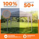 Kronenburg Faltpavillon wasserdicht Dachmaß 3 x 3 m UV Schutz 50+ Pavillon in Grau mit 4 Seitenteilen - 3