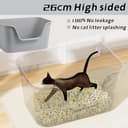 Vealind Offen Katzenklo XL, Katzentoilette Hoher Rand, 55x40x26cm Groß Katzenklo, katzentoiletten Einfach Zu Reinigendes Hygienische Katzentoilette Aus Kunststoff, Cat Litter Box(grau) - 3