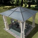 TOOLPORT Gazebo da giardino 3x3 m tetto di policarbonato da ca. 6 mm con teli laterali e zanzariere in crema - 4