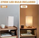 Nachttischlampe, Tischlampe mit Kabelschalter, Lampenschirm aus Leinenstoff Holzsockel Tischlampe Lampe, Modern Tischleuchte Mit Glühbirne für Schlafzimmer, Wohnzimmer, Schreibtisch, Kinderzimmer - 2