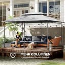 Outsunny Pavillon 4x3 m Stabil Winterfest Gartenpavillon mit Doppeldach 6 Seitenteile Ablauflöcher, Garten Pavillon aus Metall, für Garten, Terrasse, Dunkelgrau - 4