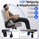 Asukale Bürostuhl Ergonomisch [TESTSIEGER] Schreibtischstuhl | Atmungsaktiver Stoff & Hohe Rückenlehne | Höhenverstellbar & Wippfunktion | Chefsessel 150 Kg | Drehstuhl Mit Rollen | PC Stuhl Grau - 7
