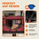 CADOCA® Hundebox XL 82x56x58cm faltbar atmungsaktiv robust Hundetransportbox Transporttasche Haustiertransportbox Hundetragetasche Dunkelrot - 3