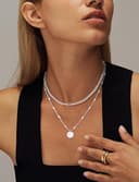 Meteorstarry Kette Silber 925 für Damen, Layering Halskette mit Kreis Anhänger Silberkette Personalisierte Silber Modeschmuck Hochzeitstag Geschenke für Frauen - 3