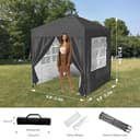 3x3m Pop Up Gazebo, Gazebo with Removable Sidewalls, Sturdy Frame, Weather-Resistant Protection, Ideal for Outdoor Events, Parties, and Markets (grey) - 5