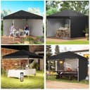 Outsunny 3 x 3 (M) Pop Up Gazebo with 3 Sidewalls, Leg Weight Bags and Wheeled Bag, Height Adjustable Party Tent Event Shelter for Garden, Patio, Black - 9