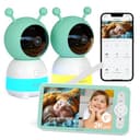 BOIFUN Baby monitor 5" con schermo diviso e 2 telecamere, baby monitor WiFi 2K tramite schermo e controllo tramite app, registrazione e riproduzione, sensore di temperatura e umidità - 1