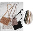 oukesin Borsa a tracolla da spiaggia estiva in nappa fatta a mano in macramè di cotone da donna, 041Verde militare - 7