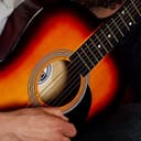 3rd Avenue Pacchetto con chitarra acustica di dimensioni standard 4/4 livello beginner, custodia da trasporto, plettri, corde, stand, tracolla, accordatore, capotasto– Sunburst (giallo) - 6