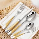 DAFFODILY® Luxus Besteck Set 30-teilig aus 18/10-Edelstahl für 6 Personen mit 2-in-1 Steakmessern - Spülmaschinenfest, Spiegelglanz, Elegante Geschenkbox - 2