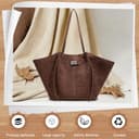AUNGKWANG Tote Bag Damen, Shopper Tasche Damen Groß, Large Shoulder Handbag mit Abnehmbarer Schlaufe, Vintage Tasche für Arbeit Einkauf Reisen Büro - 5