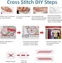 ANSIWEIGO Federa per cuscino fatta a mano a punto croce, federa per cuscino con ricamo di paesaggio naturale di montagna,cotone-lino,45x45 cm,arredamento per la casa - 7