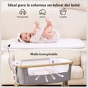 Larex Cuna Colecho para Bebé Bassinet para recién Nacido y bebé con mosquitera, Bolsa y Cesta de Almacenamiento, 5 Alturas Ajustables,4 Ruedas con Freno, colchón Transpirable y Paredes (Gris Oscuro) - 7