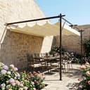 Outsunny Gazebo Pergola Addossata 3x4 m con Tetto Retrattile Scorrevole, Fori di Drenaggio, Pergolato da Giardino in Poliestere e Acciaio, per Patio, Terrazzo, Esterno, UV30+, Bianco Crema - 9