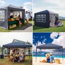 3x3m Pop Up Gazebo with 4 Removable Sidewalls, Portable Outdoor Party Tent with Carry Bag, All Weather Canopy for Camping, Markets, Garden Events (Grey) - 6