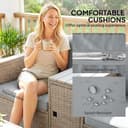 Outsunny 5 Piece Rattan Garden Furniture Set, Nesting Outdoor Furniture Conversation Set with 2 Footstools, WPC Storage Coffee Table, Cushions, Wicker Garden Sofa for Conservatory, Terrace, Dark Grey - 6