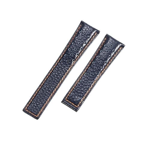 ROUHO 22mm Atmungsaktives Echtleder Uhrenarmband Schweißfestes Ersatz Uhr Band für Tag Heuer Carrera Heritage Chronograph 6-Blau