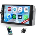 Double Din Wireless Apple CarPlay Android Auto Car Stereo 2 Din Radio with Bluetooth 7 Inch Touch Screen, FM, Video Output, Type-C/USB Fast Charging, USB/AUX/TF Input, SWC Mirror Link Backup Camera - 1