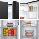 Fridgemaster American Side-by-side Door Fridge Freezer 439L Black with Water Dispenser MS83430DEB1, Total No Frost, Inverter Compressor, H177.7 cm x W83.2cm x D61cm, Energy Rating E - 18
