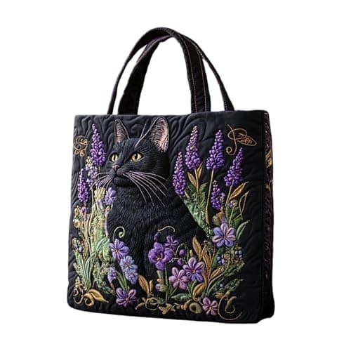 Generisch shopper tasche damen Unisex Geräumig Lässig Stofftasche mit Stickerei gesteppt gepolstertem Griff Patchwork,Süße personalisierte wiederverwendbare Taschen AH01 One Size