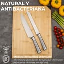 Tabla cortar cocina XL de madera con afilador integrado. Tabla cocina de madera multifuncional para cortar y picar carne, embutidos, queso, pan... Tabla de madera para cocina realizada en bambu - 5