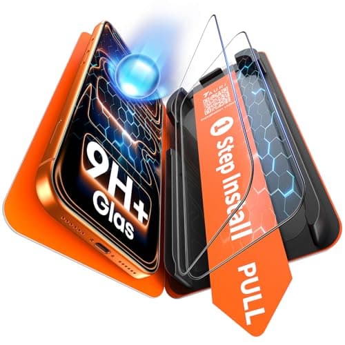TAURI 2 Unidades Protector de Pantalla para iPhone 17 Pro completo mejorado Completa con Herramienta de Auto-Instalación Sin Polvo, Vidrio Templado, [Protección de Nivel Militar] Resistente a Rasguños