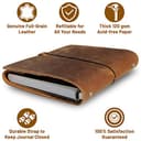 Wanderings A5 Planificador con Carpeta de Cuero - Diario Recargable de 6 Anillos con Bolsillos Internos -Organizador de Cuero Genuino Hecho a Mano - Compatible con Filofax. 2026/27 con Notas 15 x 22cm - 5