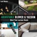 Soplador de hojas con batería profesional con 2 baterías de 3000 mAh y cargador, potente motor de cepillo de 500 W, soplador de hojas 3 en 1 y aspirador de hojas, velocidad variable hasta 32000/min - 3