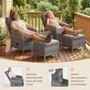 UDPATIO Lounge Möbel Outdoor Set 5-teilig mit Verstellbaren Sessel, Fußhocker und Couchtisch | Rattan Gartenmöbel | Balkonmöbel Kleiner Balkon | Wetterfest Terrassenmöbel | Dunkelgrau - 4