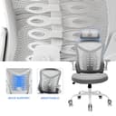 Magic Life Silla de Escritorio Sillas de Oficina Reposabrazos abatible de 90 ° Silla ergonómica para computadora Soporte Lumbar Altura Ajustable Giratoria de 360 ° Mecedora (Blanco) - 4