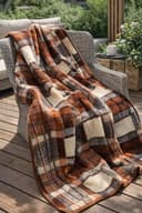 Manta de lana de merino BRAUN con cuadros de lana de oveja Schurwolle 180 x 200 cm - 1