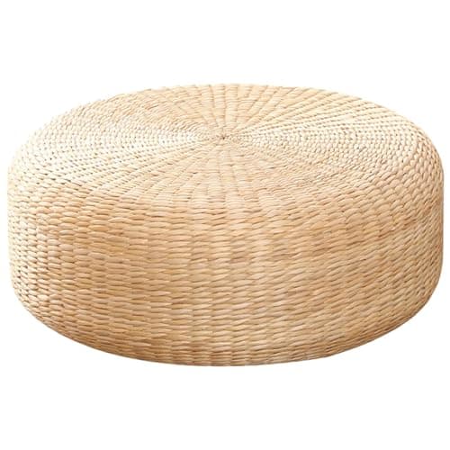 Cuscino da pavimento giapponese, in paglia naturale, in rattan, traspirante, base intrecciata rotonda, cuscino in tatami fatti a mano