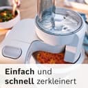 Bosch Küchenmaschine Serie 4, Edelstahl-Schüssel 3,9 L, Knethaken, Schlag- und Rührbesen Edelstahl spülmaschinenfest, Mixer 1,25 L, Durchlaufschnitzler, 3 Scheiben, 1000 W, Weiß, MUM58W20 - 6