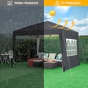 Yaheetech Pop-Up Gazebo 3x3 with 4 Removable Side Panels, Silver-costed Oxford Marquee Canopy w/Wheeled Bag & Sandbags, Metal Frame Shelter Tent for Outdoor Garden Party Camping, Dark Grey - 9