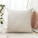 Artscope Juego de 1 Fundas de Cojines Decorativas Cuadradas de Lino 40 x 40 cm para Decoración del Hogar Sofá Dormitorio Coche 16x16 Beige - 3