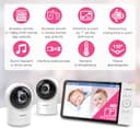 VTech baby monitor smart Wi-Fi con 2 telecamere, schermo HD a colori da 7", videocamera FHD 1080p, app gratuita, controlli panoramica, inclinazione e zoom, ninne nanne, suoni rilassanti: RM7764-2HD - 2