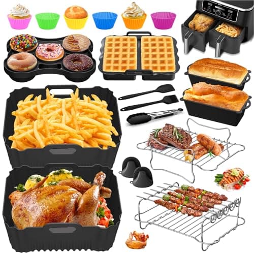 Ninja Heißluftfritteuse Zubehör - Airfryer Zubehör für Ninja Foodi Max Dual Zone AF400EU AF451EU 9,5L, Silikonform Heißluftfritteuse für Russell Hobbs 2 Kammern 9L
