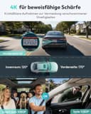 BOTSLAB Dashcam Auto Vorne Innen, 4K+1080P Dual Auto Kamera mit 3,18" IPS-Touchscreen, Super Nachtsicht, App & Sprachsteurung, 5,8 GHz Wi-Fi Dash Cam, GPS, 24/7 Parküberwachung, G-Sensor, 512 GB Max - 2