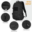 HUNTVP 25L Taktischer Rucksack 1000D Nylon Tactical Daypack Bundeswehr Wanderrucksack MOLLE Kampfrucksack Wasserabweisend für Herren Damen Uni Reise Sport Outdoor Klettern Camping,Schwarz - 6