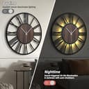 Maxstar Reloj de Pared 50CM para Salón a Pilas, Silencioso Sin Tic-TAC, Estilo Madera Metal, LED Moderno Dormitorio/Oficina (Números Romanos, Negro-20) - 5