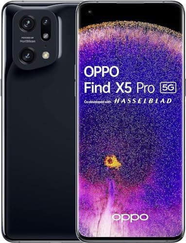 OPPO Find X5 Pro 5G - Smartphone 256GB, 12GB RAM, Dual SIM, Pantalla 6,7”, Cámara 50MP+50MP+13MP, Vídeo 4K Nocturno, Batería 5000mAh, Carga Rápida 80W – Negro (Reacondicionado)