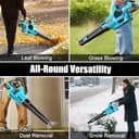 LEEIKOO Soplador de Hojas, Soplador Bateria 21V con 2 Baterías de 4.0Ah, 3 Ajustes de Velocidad, 2 Tubos de Soplado, Correa para el Hombro para Soplar Hojas, Nieve, Polvo y Residuos - 5