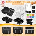 Ninja Heißluftfritteuse Zubehör - Airfryer Zubehör für Ninja Foodi Max Dual Zone AF400EU AF451EU 9,5L, Silikonform Heißluftfritteuse für Russell Hobbs 2 Kammern 9L - 5