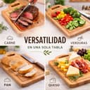 Tabla de Cocina de Madera de Abedul Natural grande36 x 24 cm. Tabla de Cortar con Asa Ergonómica y Canal Recoge Líquidos – Ideal para Uso Diario.decorativa - 6