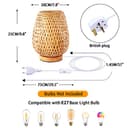 Schindora - Lámpara de mesa pequeña de bambú bohemio hecha a mano, lámpara de escritorio tejida de mimbre - 5