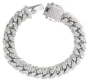 HALUKAKAH Diamante Catena Cubana per Donna Ragazza,13.5MM Oro Bianco Platino Braccialetto 18cm,Pieno Cz Diamante Punte Set,con Confezione Regalo Gratuita - 1