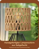 EDISHINE Lámpara de Mesa Vintage, con Pantalla Bohemia Tejida a Mano y Base de Hierro, Incluye Bombilla LED con Luz Blanca Cálida de 2700K, Ideal para Dormitorio, Sala de Estar y Oficina - 2