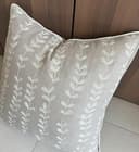 VAGMINE Funda de almohada cuadrada de lino bordada a mano para dormitorio principal, nuevo hogar, aniversario, granja, sofá, hojas flotantes, natural, 18 x 18 pulgadas - 4