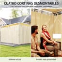 Outsunny Pérgola de Jardín 3x4 m, Cenador de Jardín con Techo Ondulado, 4 Cortinas Extraíbles, Protección UPF50+ y Estructura de Acero Resistente, Pabellón para Exterior, Patio, Terraza, Beige - 4